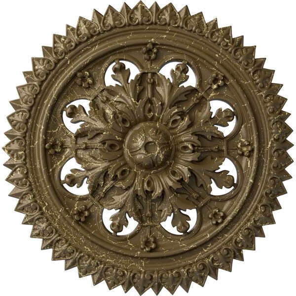 Ekena Millwork York Ceiling Medallion (Fits Canopies up to 3 5/8"), 21 5/8"OD x 2 1/2"P, Mississippi Mud Crackle CM21YOMMC - main